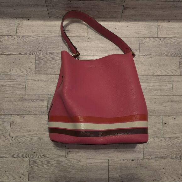COACH Small Town Bucket Bag in Colorblock Stripe Pink White NO CROSSBODY STRAP - Picture 5 of 16
